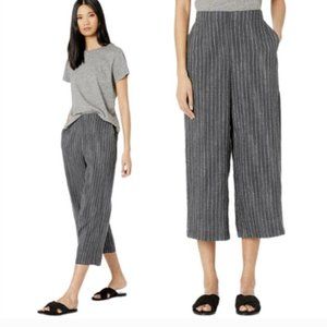 Eileen Fisher Linen Pinstripe Wide-Leg Cropped Pants XS